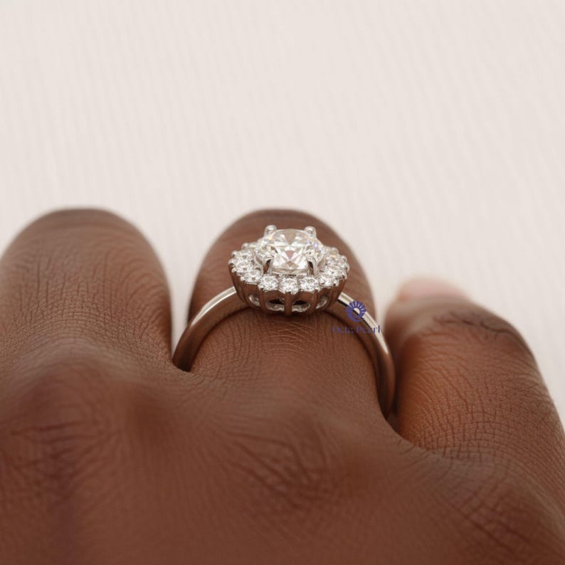 Sunburst Halo Lab Grown Diamond Ring, 1.25 Carat Oval Lab Created Diamond Engagement Ring, Wedding Gift For Bride, Oval Lab Grown Ring image 7