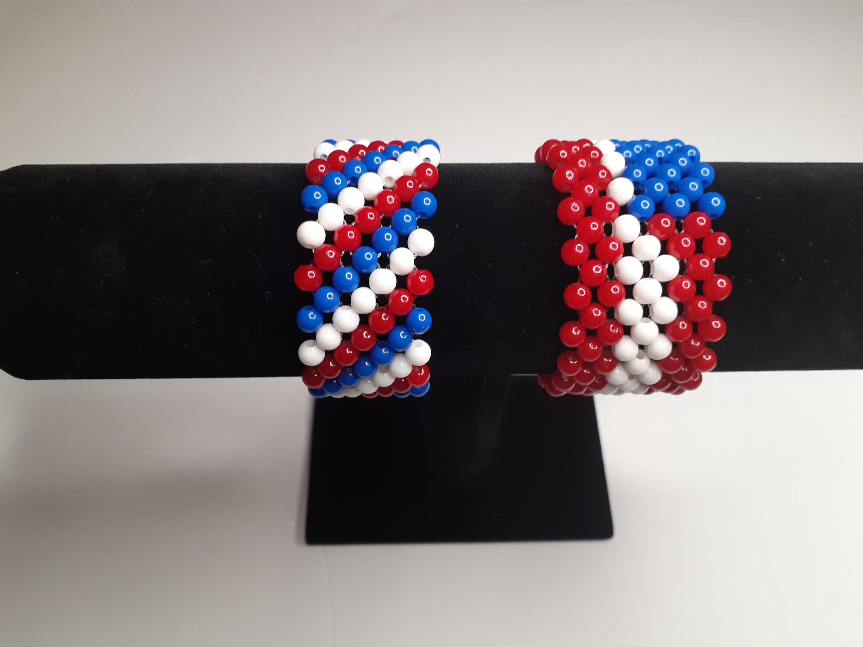 Red White and Blue Beaded Bracelet Etsy