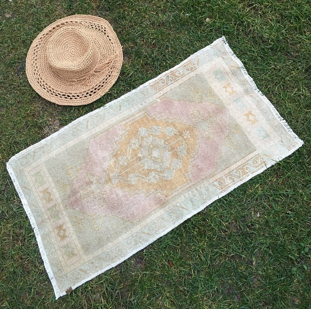 Small Turkish Bathroom Rug Muted Colors 1.6x3 Ft. Ronak Etsy