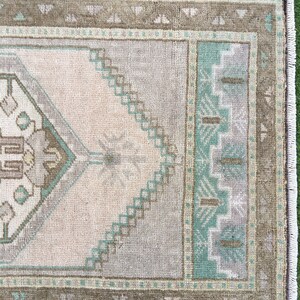 Small Turkish Rug for Bathroom, Tan, Taupe, Green, Brown, Beige. 1.6x3 ...