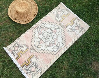 Copper gift small door mat Rug oushak small rug Vintage rug turkish hand made rug anatol\u0131an rug Small Rug,mat rug Bohemian rug