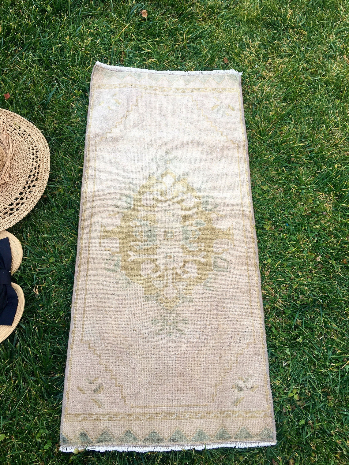 Small Oushak Rug Small Turkish Bathroom Rug Olive Green Etsy