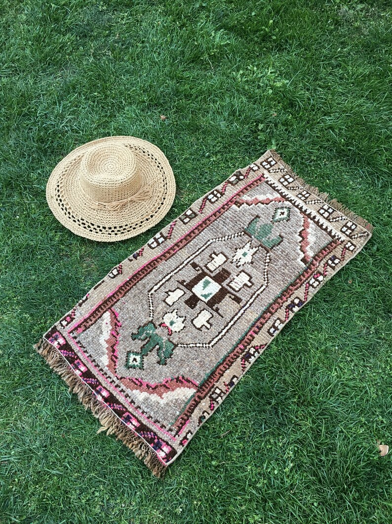 Small Area Rug Boho Bathroom Rug Gulhatun CP1129 Wool on Etsy