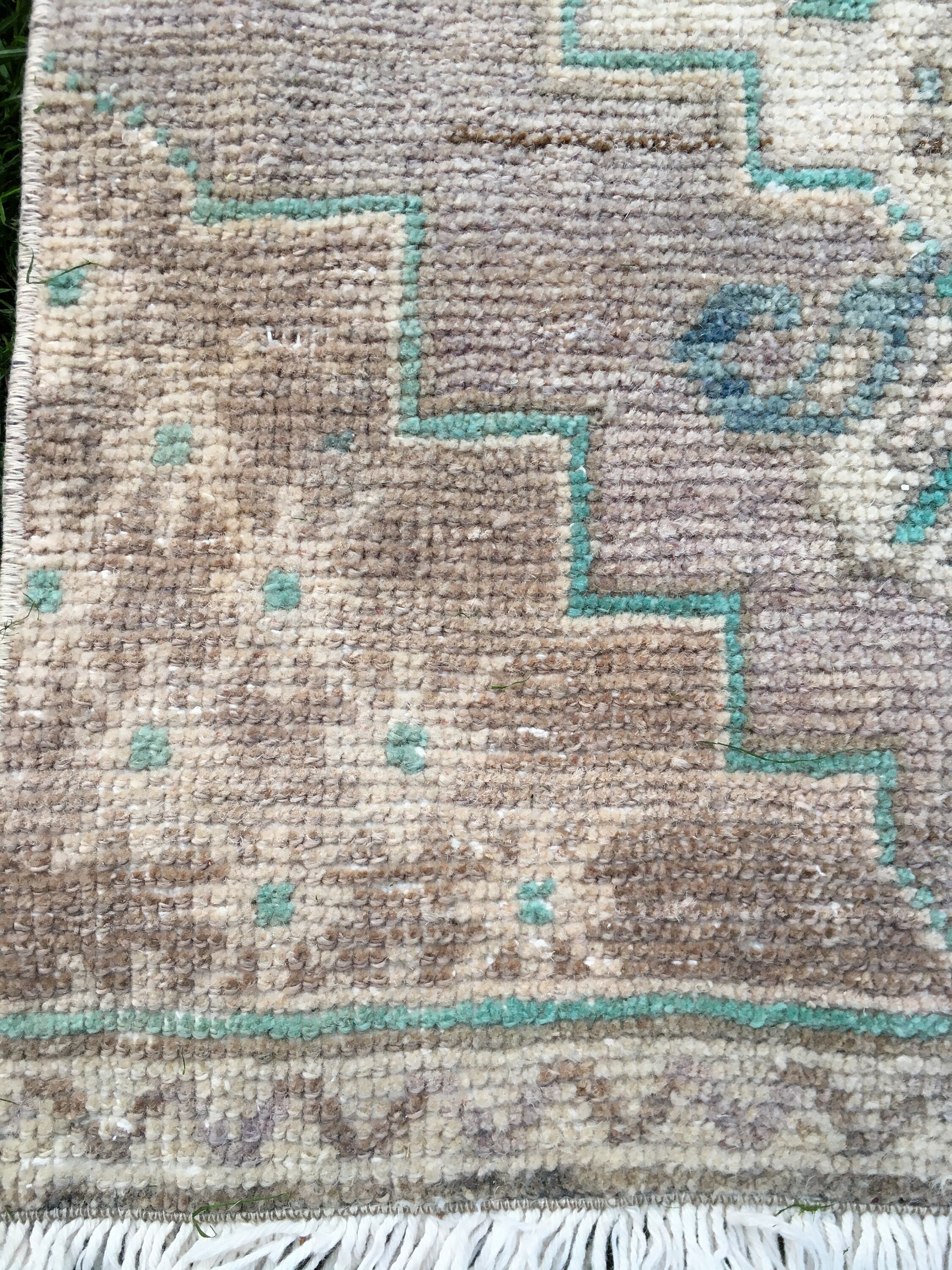 Pequeña alfombra turca para baño verde púrpura beige lana | Etsy
