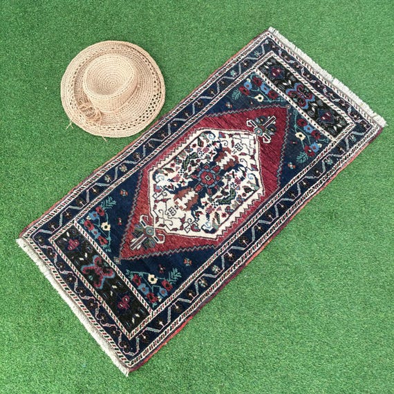 Small Vintage Turkish Rug 2x4, Burgundy, Navy, Handmade, Wool on Wool, 1.8x3.7 Ft. Ozgul DCA-1031 - Etsy Small Vintage Turkish Rug 2x4, Burgundy, Navy, Handmade, Wool on Wool, 1.8x3.7 Ft. Ozgul DCA-1031 - Etsy
