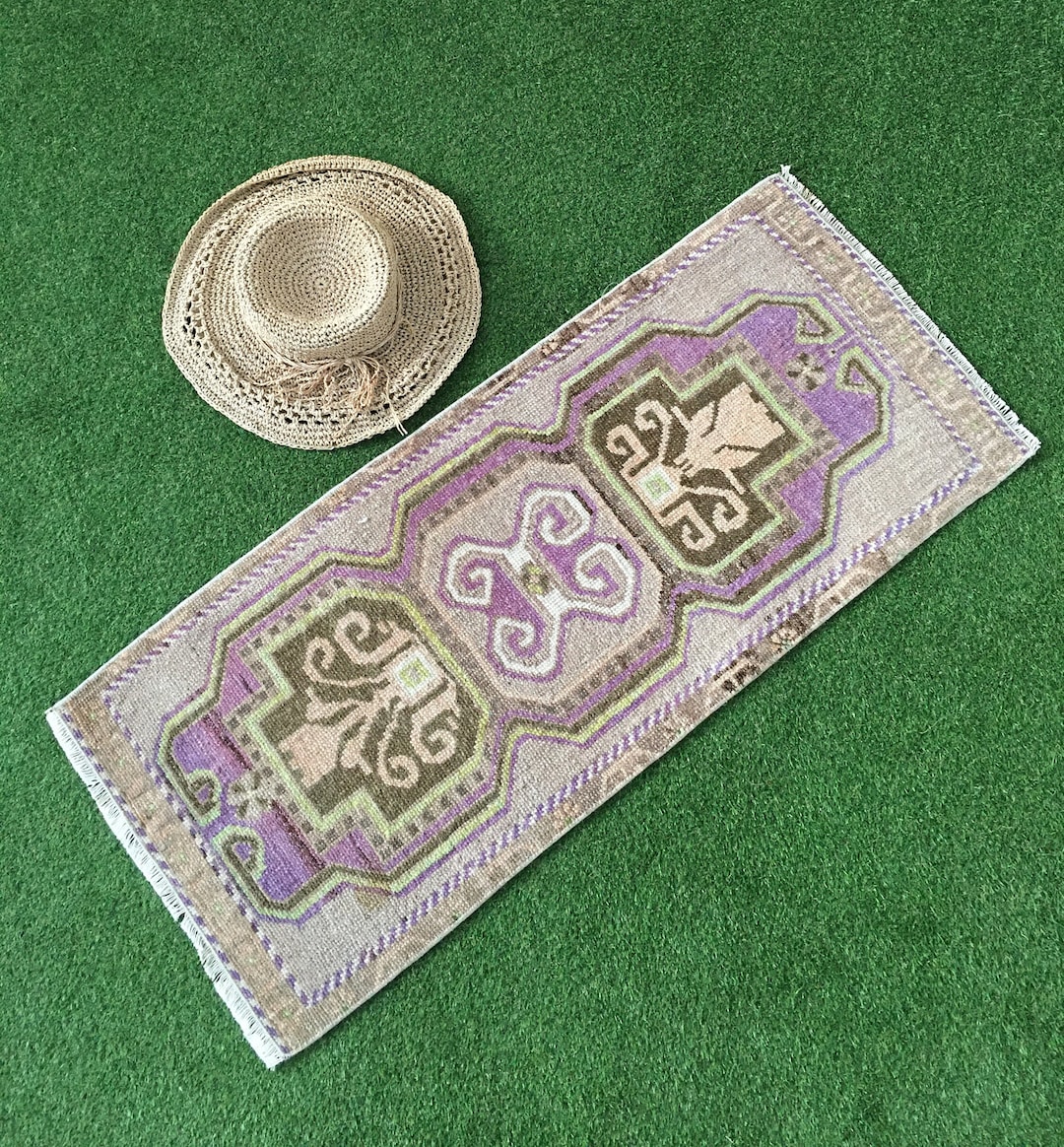 Small Oushak Rug, Turkish Bathroom Rug, Doormat, Gul DCA1040, 1.5x3.3