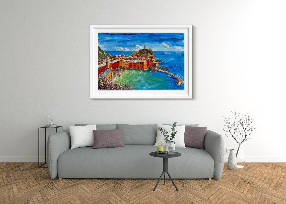 Vernazza, Cinque Terre, Italy Oil Painting on Canvas, Gift, Oil on ...