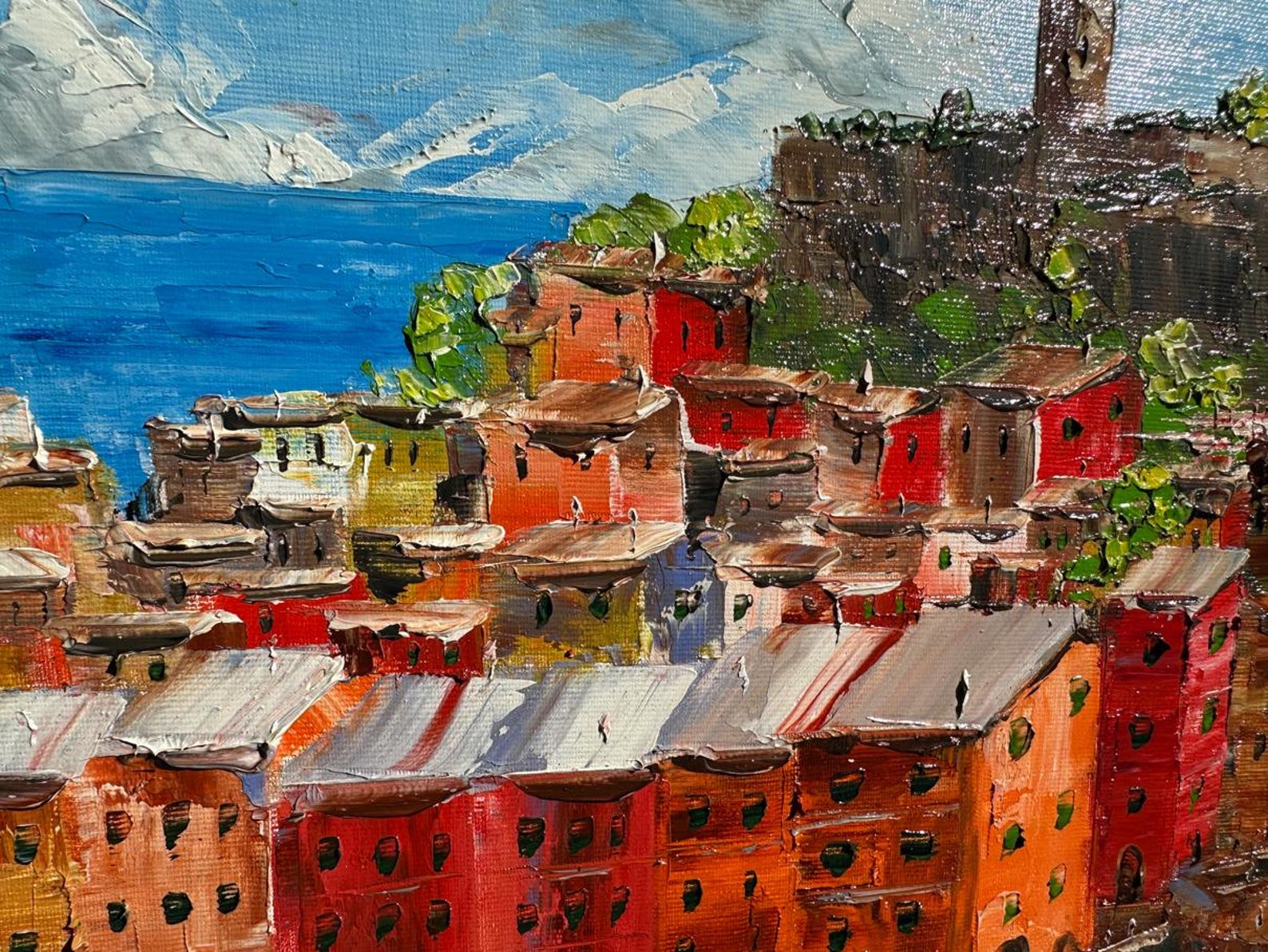 Vernazza, Cinque Terre, Italy Oil Painting on Canvas, Gift, Oil on ...
