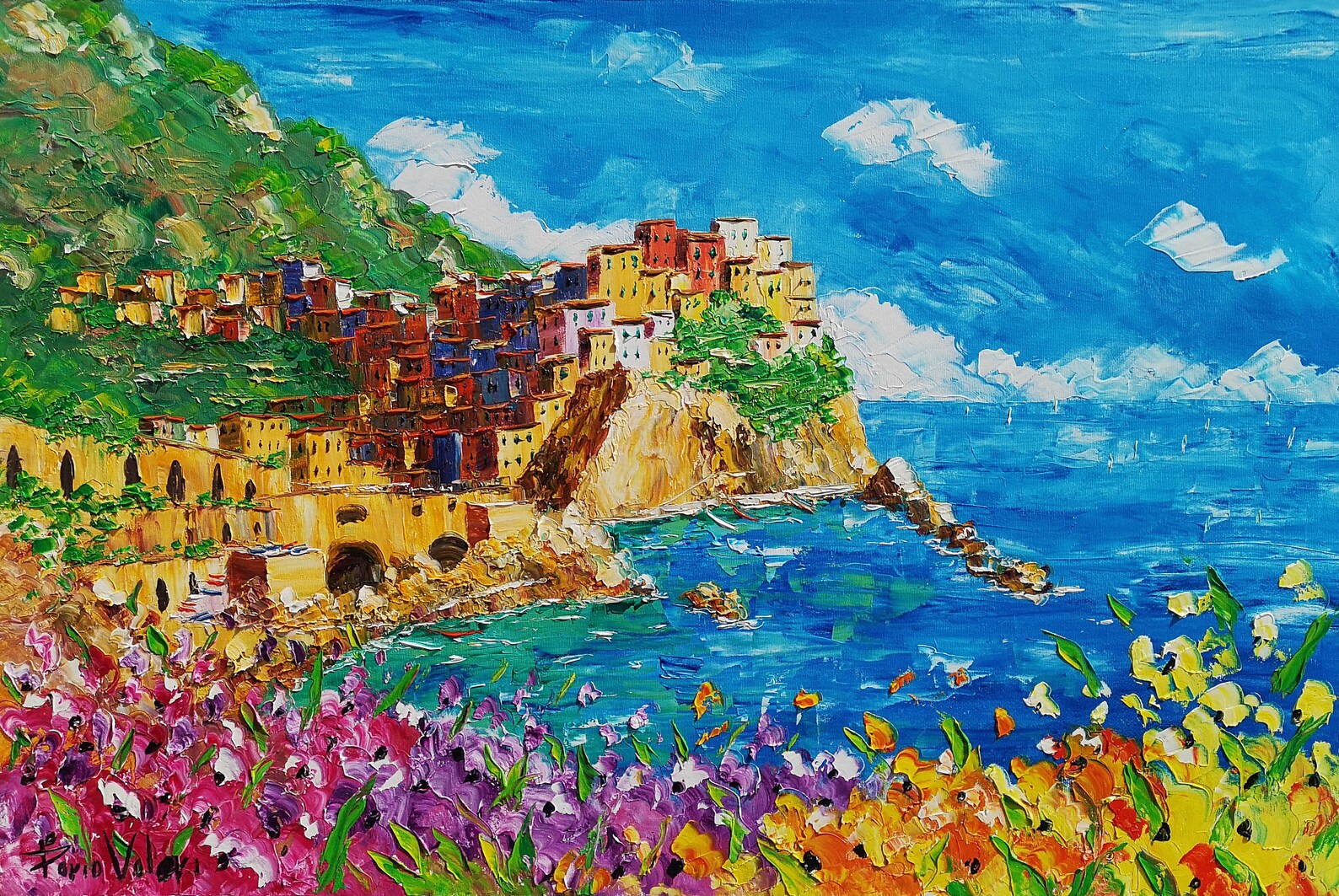 Manarola Cinque Terre Italy Oil Painting on Canvas Gift - Etsy