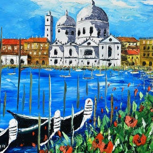 Venezia, Venice, Italy painting on canvas, oil painting, gift, oil on canvas, palette knife, 50 x 70 cm, 19&quot; x 27&quot;