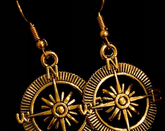 Maritime Compass Explorer Age of Enlightenment Earrings Gold