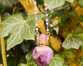 Amethyst Crystal Perfume Spell Bottle necklace