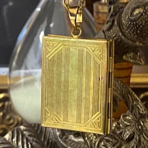 Vintage gold tone book locket necklace