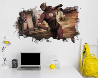 The Flash Craft Wall Decal Wall Mural Stickers Design Customizable Kids Boys 3D Smash SuperHeros DC Injustice