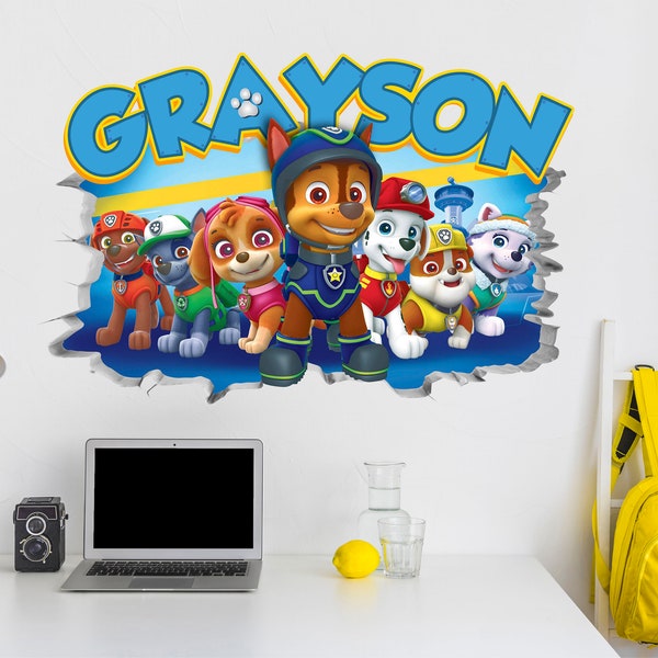 Paw Patrol Craft Wall Decal Wall Mural Stickers Design Customizable Kids Boys 3D Smash Girls