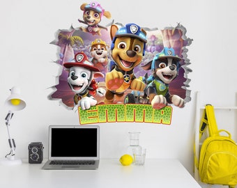 Paw Patrol Craft Wall Decal Wall Mural Stickers Design Customizable Kids Boys 3D Smash Girls Dyno