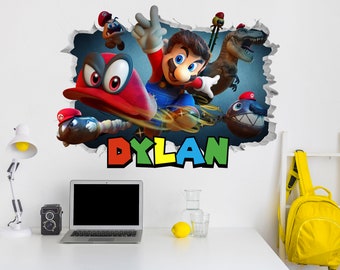 Super Mario Kart Craft Wall Decal Wall Mural Stickers Design Customizable Kids Boys 3D Smash Games Mario Bros