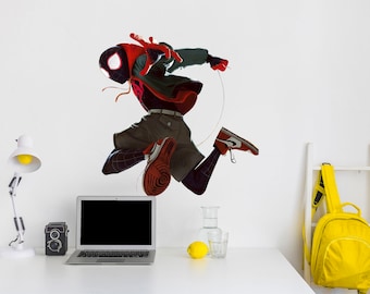 Miles Morales Spider Verse Craft Wall Decal Wall Mural Stickers Design Kids Boys 3D Smash Games Spiderman