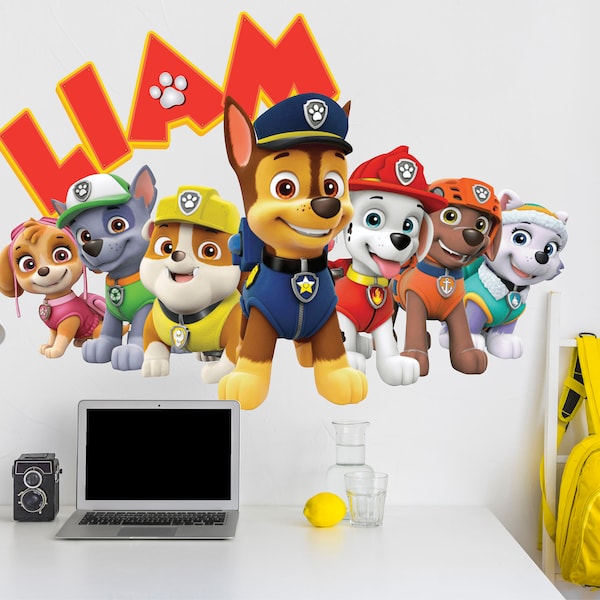 Paw Patrol Craft Wall Decal Wall Mural Stickers Design Customizable Kids Boys 3D Smash Girls