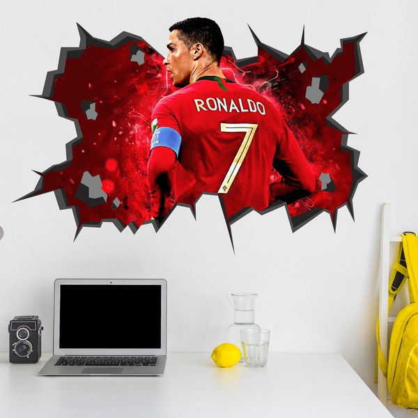 Cristiano Ronaldo Mural  Craft Wall Decal Wall Mural Stickers Design  3D Smash Sport Juve Portugal Team