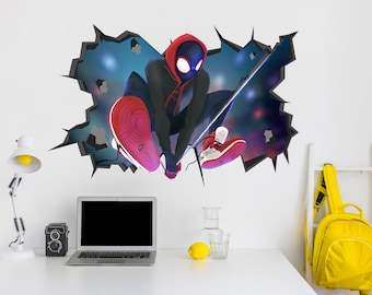 Spiderman Miles Morales Craft Wall Decal Wall Mural Stickers Design Customizable Kids Boys 3D Smash Spider Verse #2