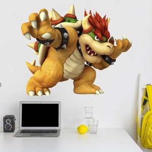 Super Smash Bowser Mario Bros Craft Wall Decal Wall Mural Stickers Design Kids Boys 3D Smash Games