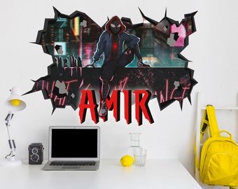 Spiderman Miles Morales 3D Wall Decal – Kids Room Superhero Decor
