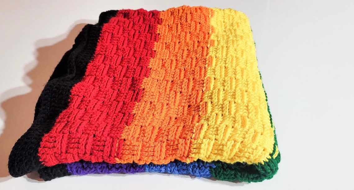PRIDE Blanket Crochet Custom Homemade Soft Many Sizes Etsy