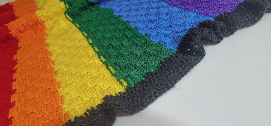 PRIDE Blanket Crochet Custom Homemade Soft Many Sizes Etsy