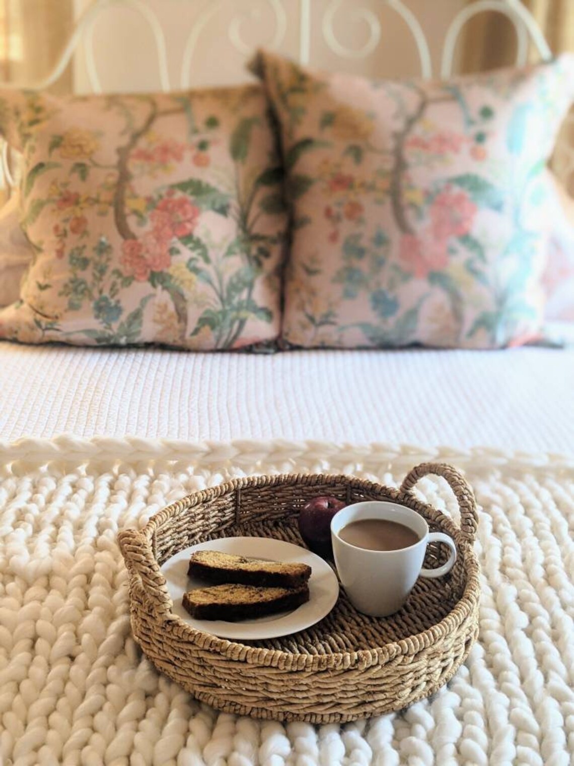 Soft Coconut Creme Chunky Hand Knit Throw Blanket Etsy