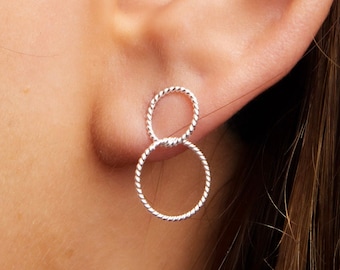 Link Earrings sterling silver stud earrings, silver studs, silver dangle earrings, silver link earrings, silver double hoop earrings