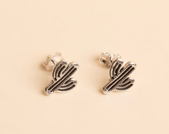 Cactus Stud Earrings | Small Silver Stud Earrings | Dainty Earrings | Minimalist Earrings | Girlfriend Gift | Silver Jewelry