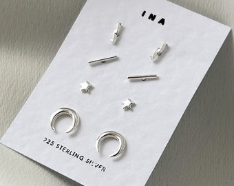 Sterling Silver Stud Earring Set , Silver Minimalist Studs , Stud Earrings , 925 Stud Earring Set , Earring Set  Tiny Silver Stud Earrings