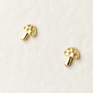 Dainty Gold Studs | Mushroom Studs | Tiny Studs | 14k Gold Earrings | Sterling Silver | Dainty Earrings Minimalist Earrings Girlfriend Gift