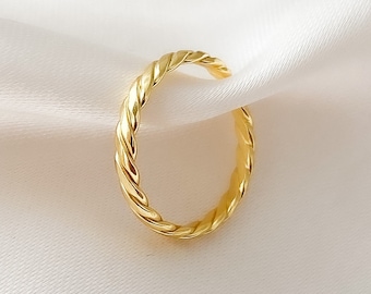 Anillo de punta de oro, anillo de punta ajustable, anillo de punta de oro de 14 k, plata esterlina, vermeil de oro de 14 k, anillos de punta, anillo de punta delicada