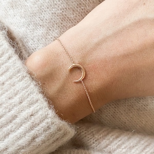 Rose Gold Moon Bracelet Sterling Silver | Rose Gold Bracelet | Moon Jewellery | Minimalist | Dainty Bracelet | Girlfriend Gift | Mom Gift