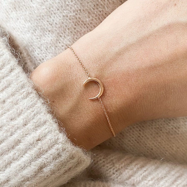 Rose Gold Moon Bracelet Sterling Silver | Rose Gold Bracelet | Moon Jewellery | Minimalist | Dainty Bracelet | Girlfriend Gift | Mom Gift