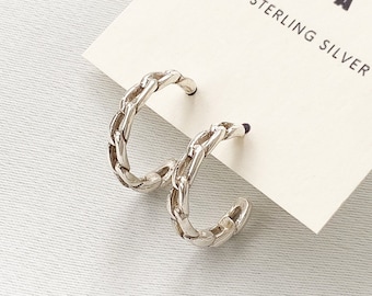 sterling silver hoop earrings, small silver hoop earrings, small sterling silver hoops, chunky silver hoops, real silver hoop earrings,