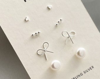 Ensemble de boucles d’oreilles Sterling Silver Stud, Goujons minimalistes argentés, Boucles d’oreilles Stud, Ensemble de boucles d’oreilles Stud 925, Ensemble de boucles d’oreilles Tiny Silver Stud Boucles d’oreilles