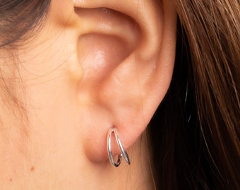 Double Hoop Earrings | Silver Hoops | Silver Huggies | Silver Earrings | Small Silver Hoops | 925 Sterling Silver Girlfriend Gifts