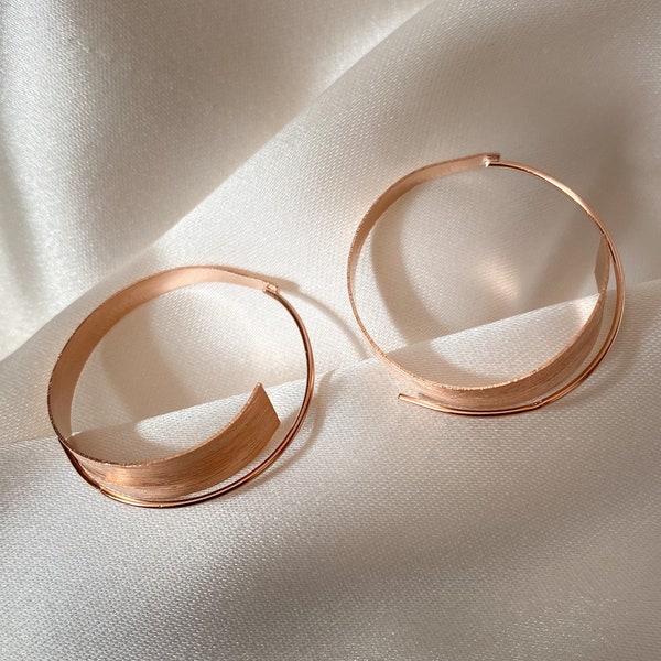 Rosegold Ohrringe, Rosegold Creolen, Rosegold Hoop Ohrringe, Rosegold Schmuck, Geschenke für sie, große Creolen, minimalistische Ohrringe