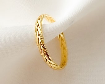 Anillo de punta de oro, anillo de punta ajustable, anillo de punta de oro de 14 k, plata esterlina, vermeil de oro de 14 k, anillos de punta, anillo de punta delicada