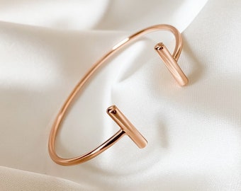 T Bar Bangle | Dainty Rose Gold Bracelet | Rose Gold Bangle | Sterling Silver Minimalist Bracelet | Girlfriend Gift | Mom Gifts