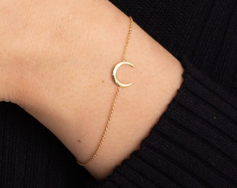 Gold Moon Bracelet 14k Gold | Gold Bracelet | Sterling Silver | Minimalist Jewelry | Dainty Bracelet | Girlfriend Gift | Mom Gift