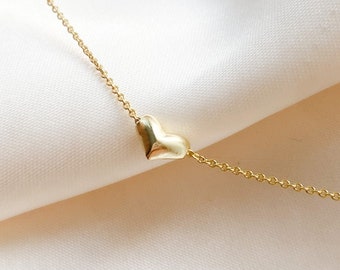 Gold Heart Bracelet | Heart Charm Bracelet | 14k Gold | Sterling Silver | Minimalist Jewelry | Dainty Bracelet | Girlfriend Gift | Mom Gift