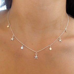 Starfish Silver Necklace , Silver Star Necklace , Sterling Silver Necklace , Celestial Necklace , 925 Sterling Silver Star Necklace , Dainty