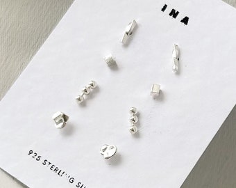 Sterling Silver Stud Earring Set , Silver Minimalist Studs , Stud Earrings , 925 Stud Earring Set , Earring Set  Tiny Silver Stud Earrings