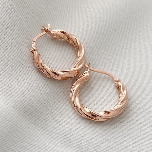 Rose Gold Earrings , Rose Gold Hoops , Rose Gold Hoop Earrings , Rose Gold Jewellery, Gifts For Her, Big Hoops , Minimalist Earrings