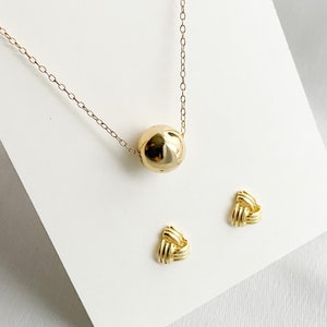 Gold Jewellery Set , Earring Set , Gold Stud Set , Jewellery Gift Set , Gold Necklace , Gold Stud Earrings , Sterling Silver , Gold Ball