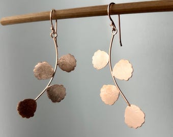 Rose Gold Earrings , Rose Gold Dangle Earrings , Rose Gold Flower Earrings , Rose Gold Jewellery, Gifts For Her , Minimalist Earrings